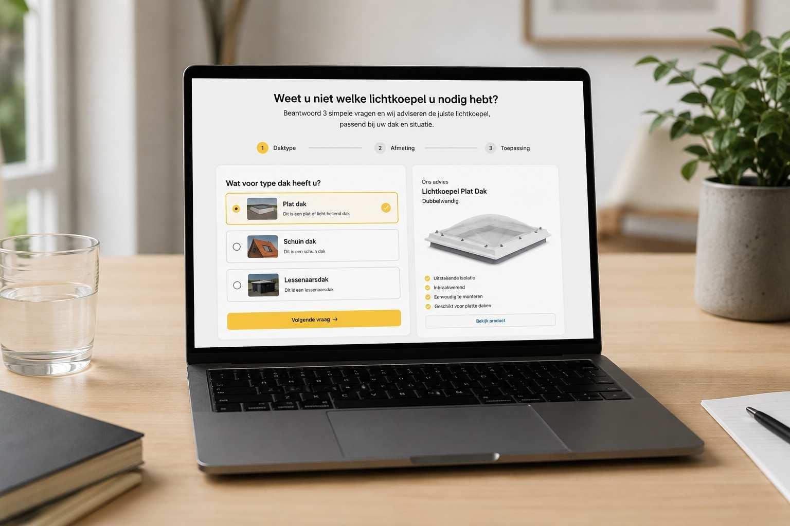 Lichtkoepel samenstellen
